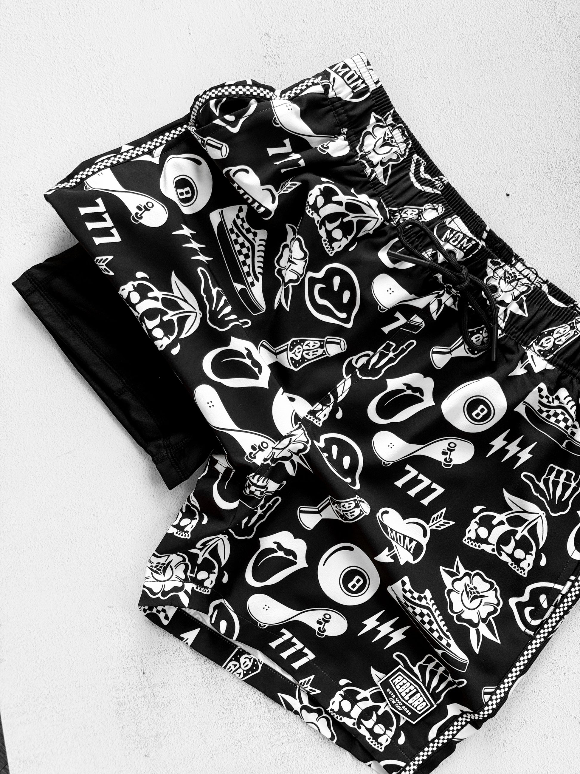 Men's Hybrid Swim Trunks in Warped Tour [Midnight Edition]