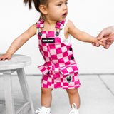 Overall Dress in Bubble Gum Checkered