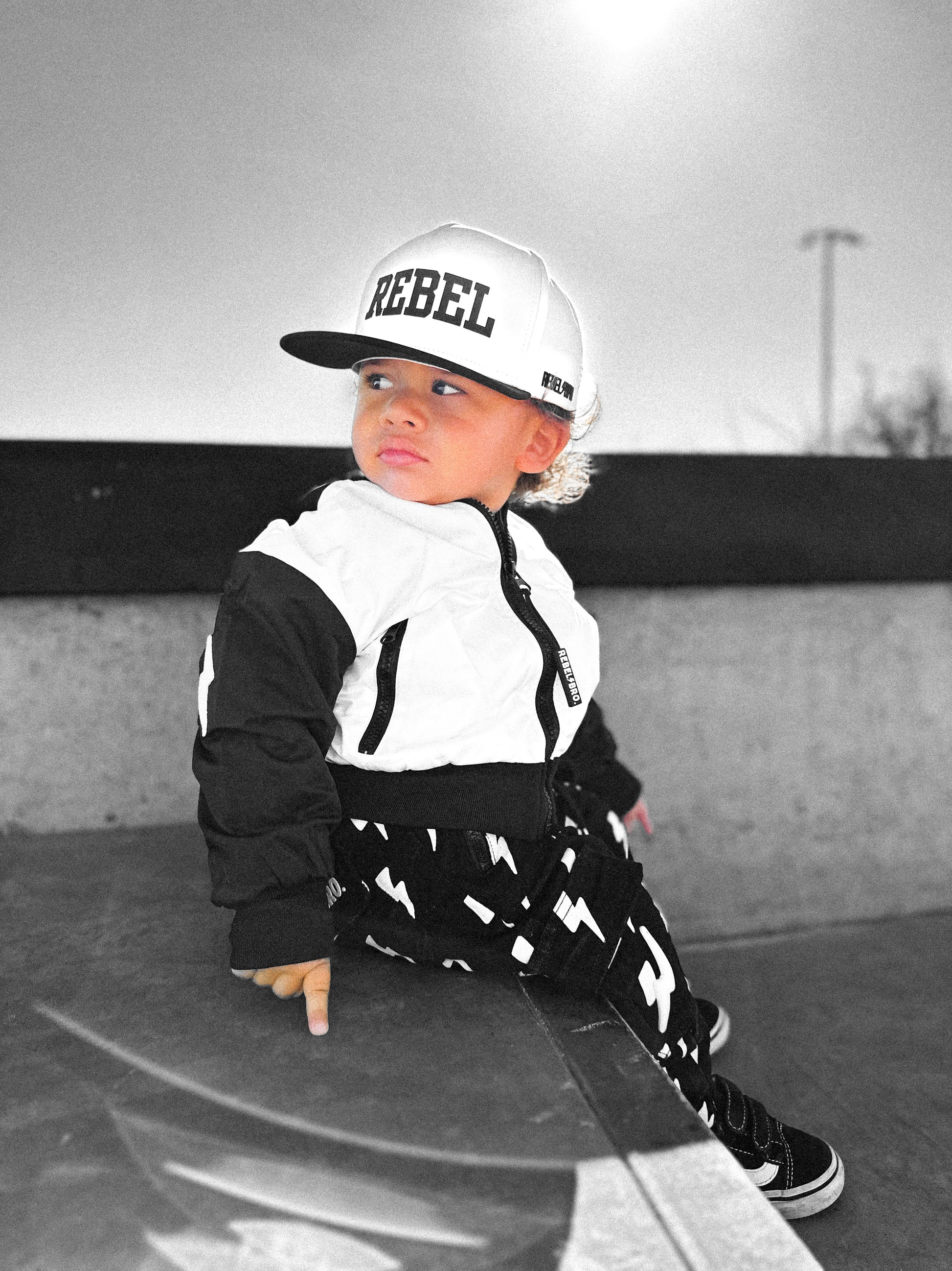 Live Fast Hydro Bomber Jacket in Black/White (FINAL SALE)
