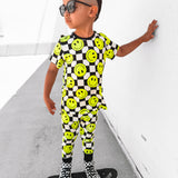 Bamboo Two Piece Set in Neon Electric Lime x Smileys