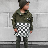 Pullover Windbreaker in Olive Checkered