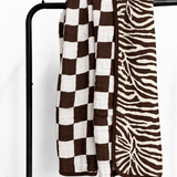 Organic Muslin Quilt in Desert Zebra x Cocoa + Cream Checkered