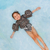 UPF50+ Girls One Piece Swimsuit in Ava (Leopard)