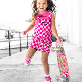 Overall Dress in Bubble Gum Checkered