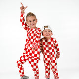 Bamboo Two Piece Set in Candy Cane Checkered