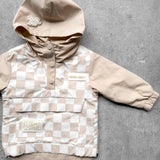 Pullover Windbreaker in Salt + Sand Checkered