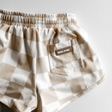 ACTV Babe Gym Shorts in Salt + Sand Checkered