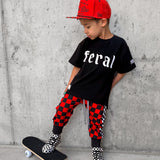 Basic Jogger in Americana Red + Black Checkered