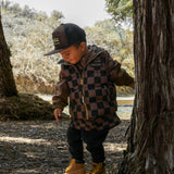 Puffer Vest in Cocoa + Black Checkered