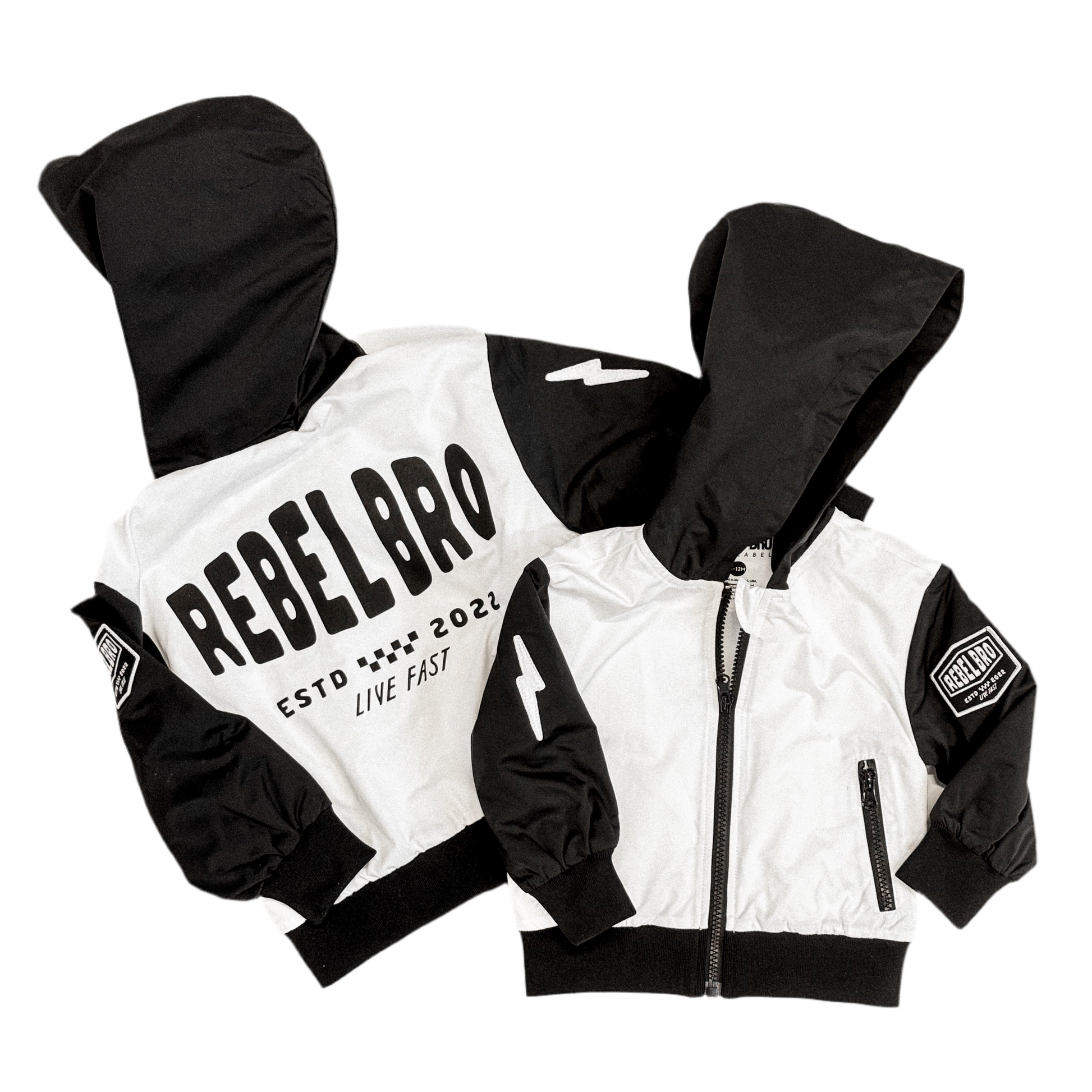 Live Fast Hydro Bomber Jacket in Black/White (FINAL SALE)