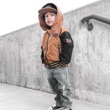 Hydro Letterman Jacket in Black + Rust