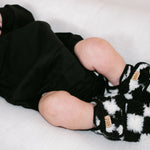 The Newborn Sherpa Bootie — Black + White Checkered - Rebel Bro