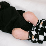 The Newborn Sherpa Bootie — Black + White Checkered - Rebel Bro