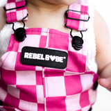 Overall Dress in Bubble Gum Checkered