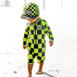 Hydro Snapback in Neon Electric Lime + Black Checkered