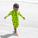UPF50+ Boys Swim Romper in Neon Electric Lime x Jagger