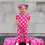 Bamboo Two Piece Set in Bubble Gum Checkered