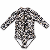 UPF50+ Girls One Piece Swimsuit in Ava (Leopard)