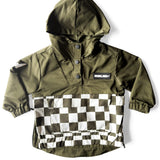 Pullover Windbreaker in Olive Checkered