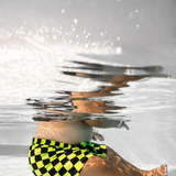 Hybrid Swim Trunks in Neon Electric Lime + Black Checkered