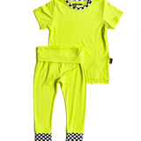 Bamboo Two Piece Set in Neon Electric Lime