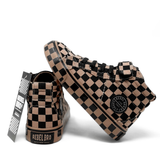 SK8TR Hi-Top in Taupe + Black Checkered