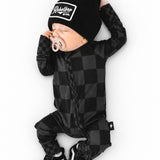 Bamboo Zippy Sleeper in Charcoal + Black Checkered