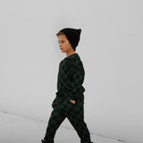 Organic Ribbed Set in Smoke + Midnight Emerald