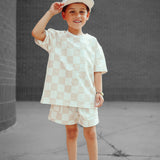 Everyday Cotton Shorts Set in Salt + Sand Checkered
