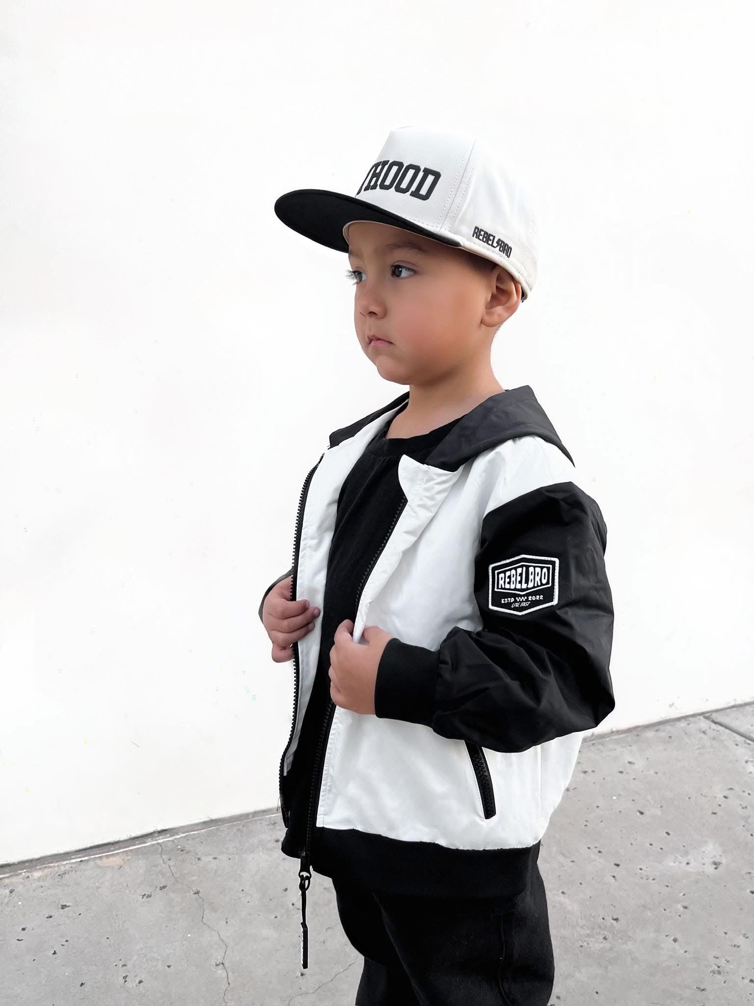 Live Fast Hydro Bomber Jacket in Black/White (FINAL SALE)