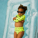 UPF50+ Cropped Two Piece Swimsuit in Neon Electric Lime x Jagger
