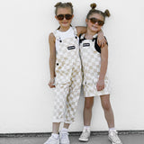 Overalls in Salt + Sand Checkered