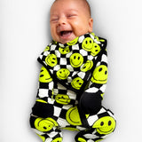 Bamboo Bandana Bib in Neon Electric Lime x Smileys