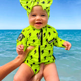 UPF50+ Swim Bow in Neon Electric Lime x Jagger