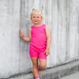 Ribbed Bamboo Biker Short in Hottest Pink