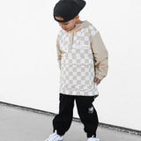 Pullover Windbreaker in Salt + Sand Checkered