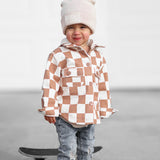 Hooded Flannel in Neutral Checkered
