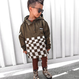 Pullover Windbreaker in Olive Checkered