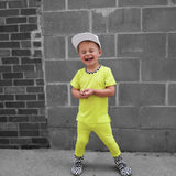 Bamboo Two Piece Set in Neon Electric Lime