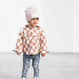 Hooded Flannel in Neutral Checkered