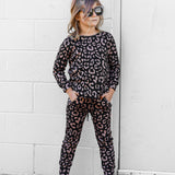 Organic Ribbed Set in Midnight Mocha Leopard