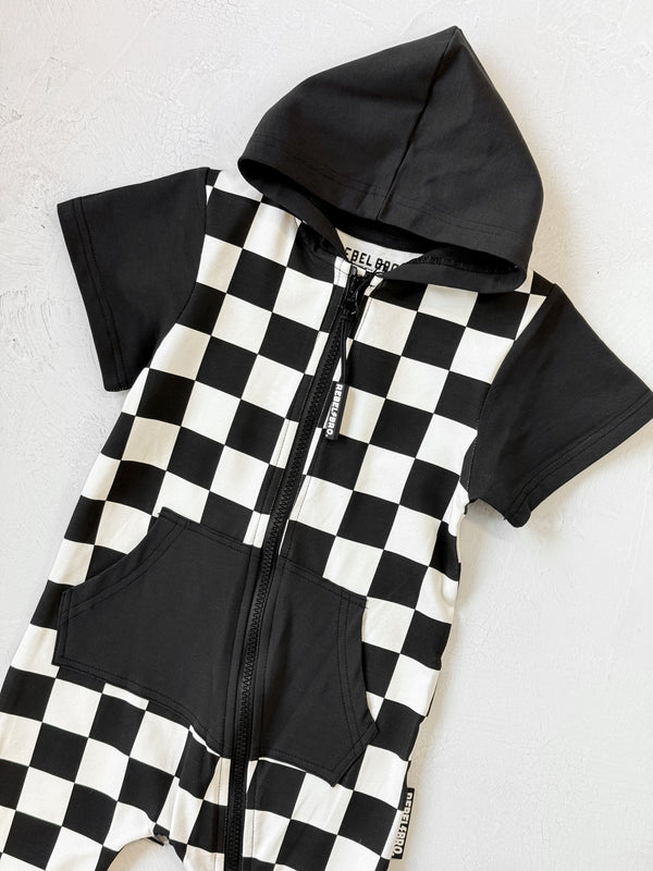 Hooded Rebel Short Sleeve Romper in Venice - Rebel Bro