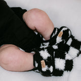 The Newborn Sherpa Bootie — Black + White Checkered - Rebel Bro