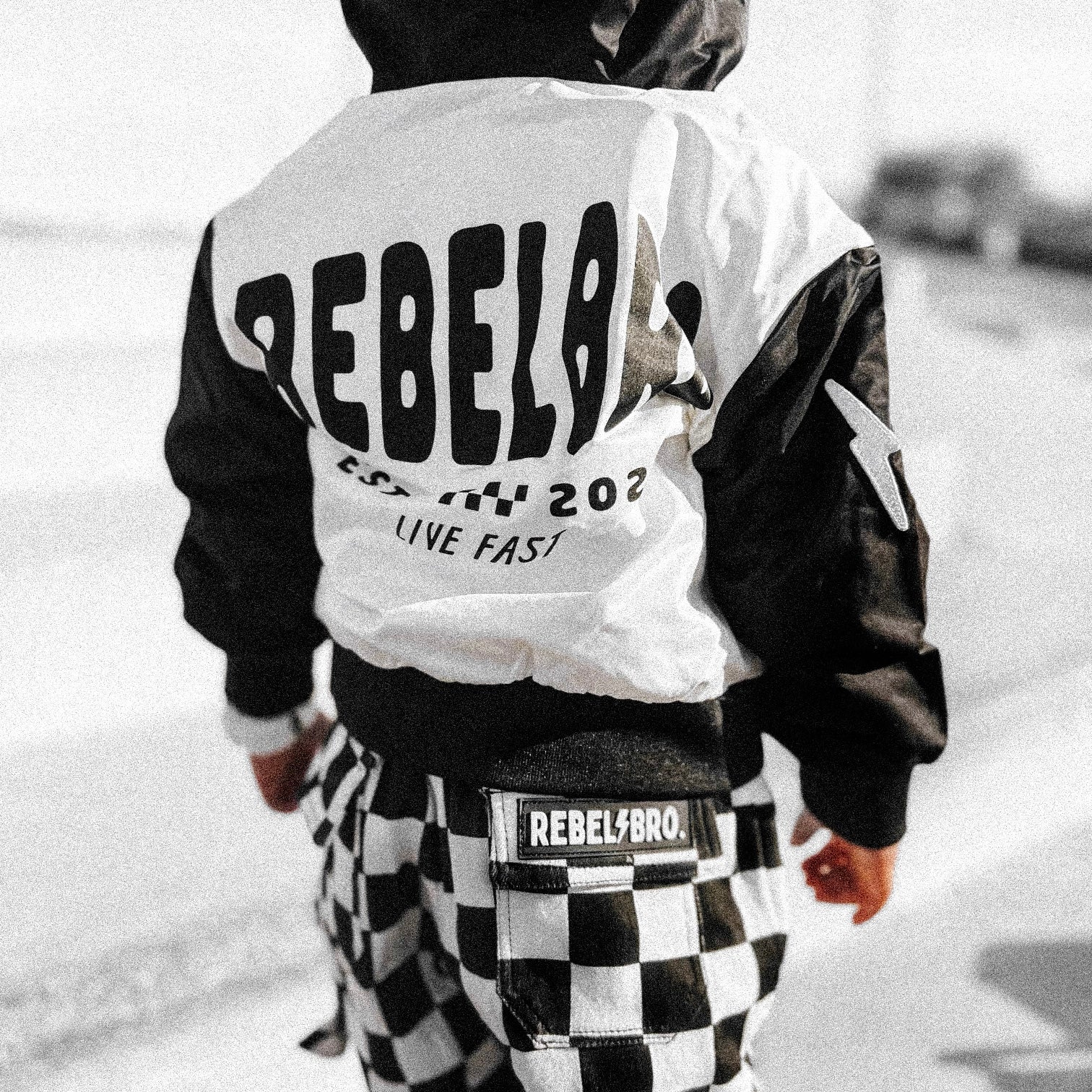 Live Fast Hydro Bomber Jacket in Black/White (FINAL SALE)