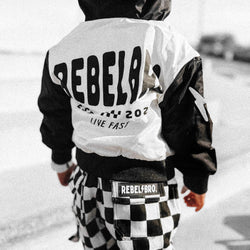 Image of Live Fast Hydro Bomber Jacket in Black/White (FINAL SALE)