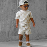 Everyday Cotton Shorts Set in Salt + Sand Checkered