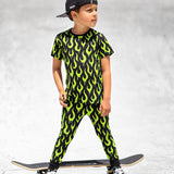 Bamboo Two Piece Set in Radioactive Fuego