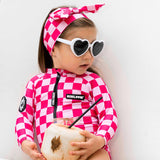 UPF50+ Swim Bow in Bubble Gum Checkered