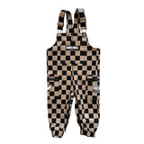 The Live Fast Overall in Taupe + Black Checkered - Rebel Bro