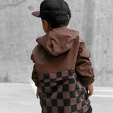 Pullover Windbreaker in Cocoa Checkered